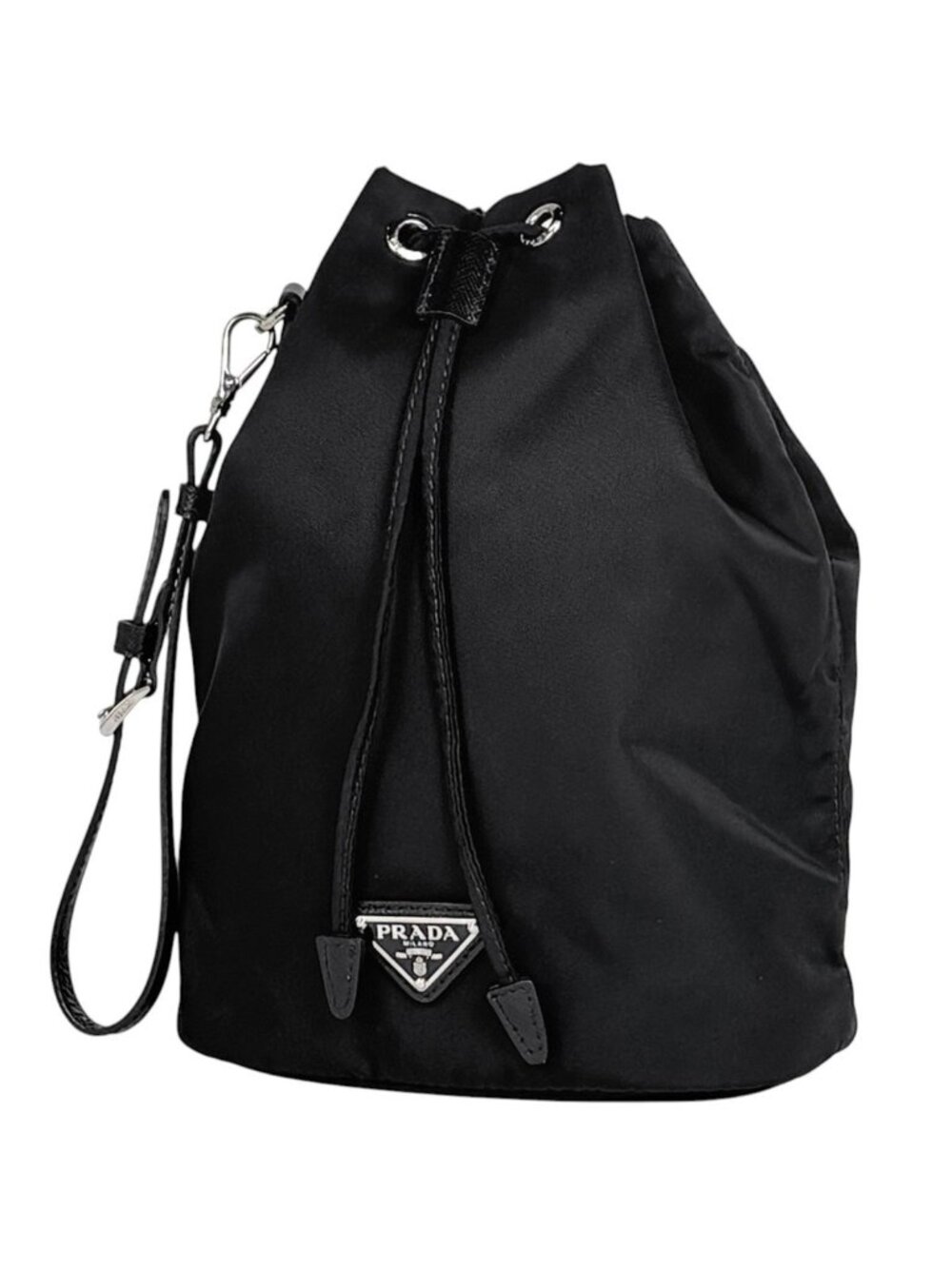 Prada Pouch Drawstring Nylon Nero